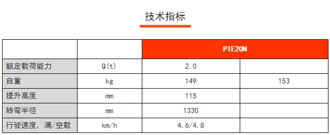 PTE 20N步駕式電動搬運車，諾力電動搬運車