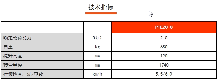 PTE20-C經(jīng)濟型短手柄電動搬運車，諾力電動搬運車